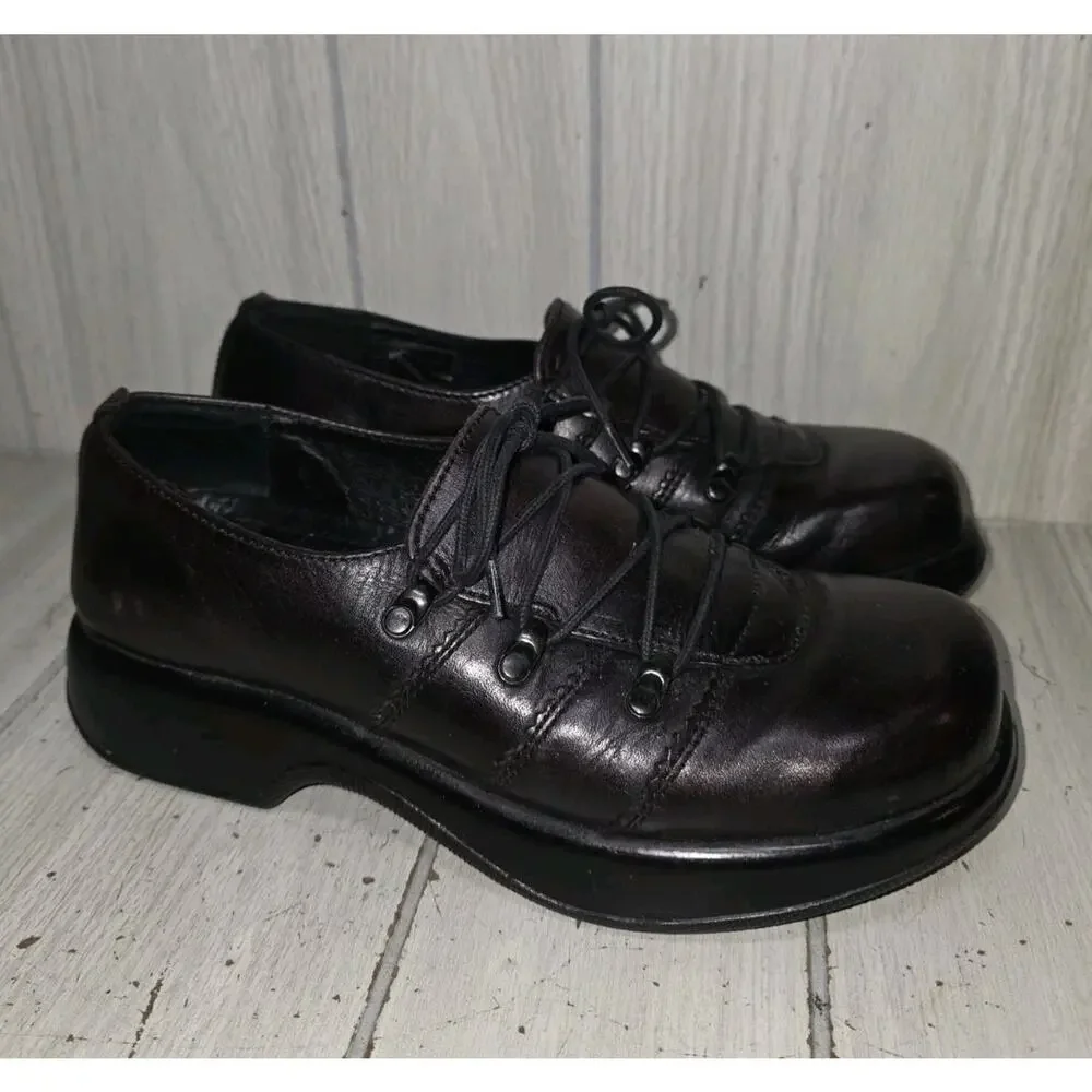 Vtg 90s Dansko Janika Platform Oxford Comfort Shoe Chunky Lug Sole Leather 9 Y2K